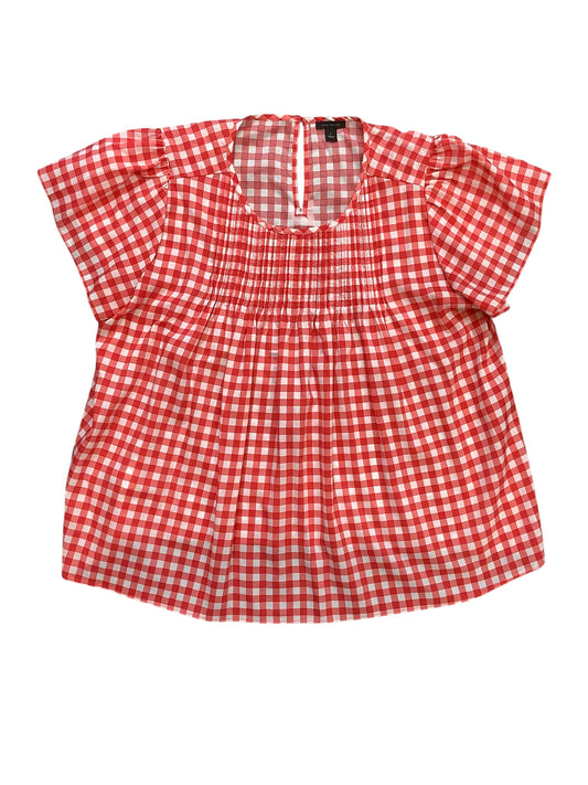 Top Short sleeve Basic By Ann Taylor In Checkered Pattern, Size: L