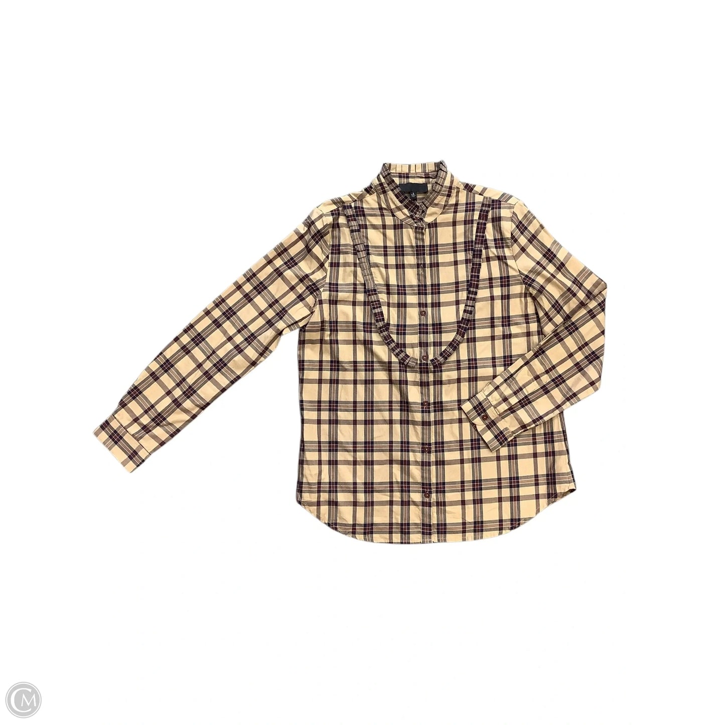 Blouse Long Sleeve By Nili Lotan In Brown & Red, Size: L