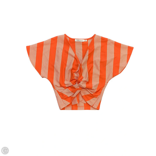 Blouse Short Sleeve By Bishop + Young In Orange & White, Size: M