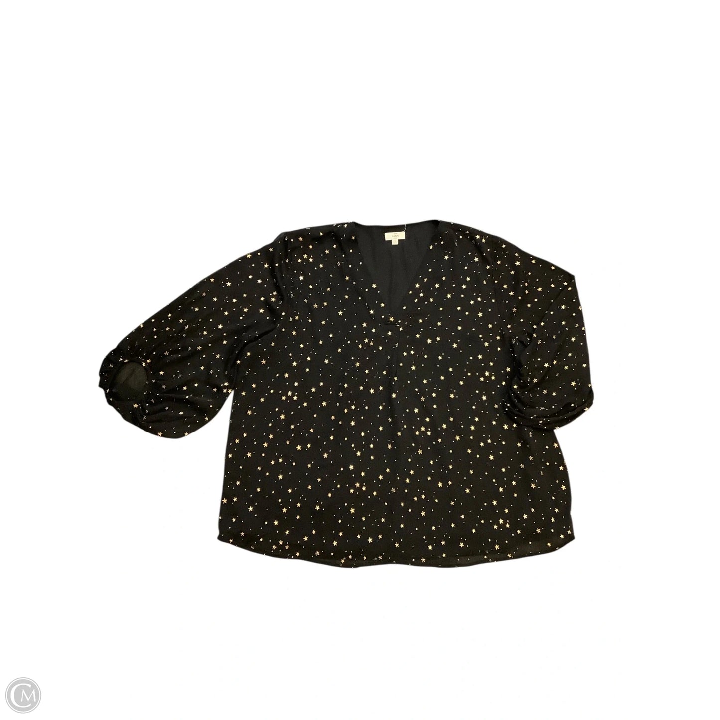 Top Long Sleeve By Entro In Black & Gold, Size: 1x