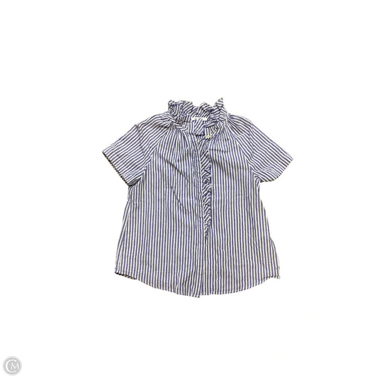 Blouse Short Sleeve By Chicos In Blue & White, Size: Xs