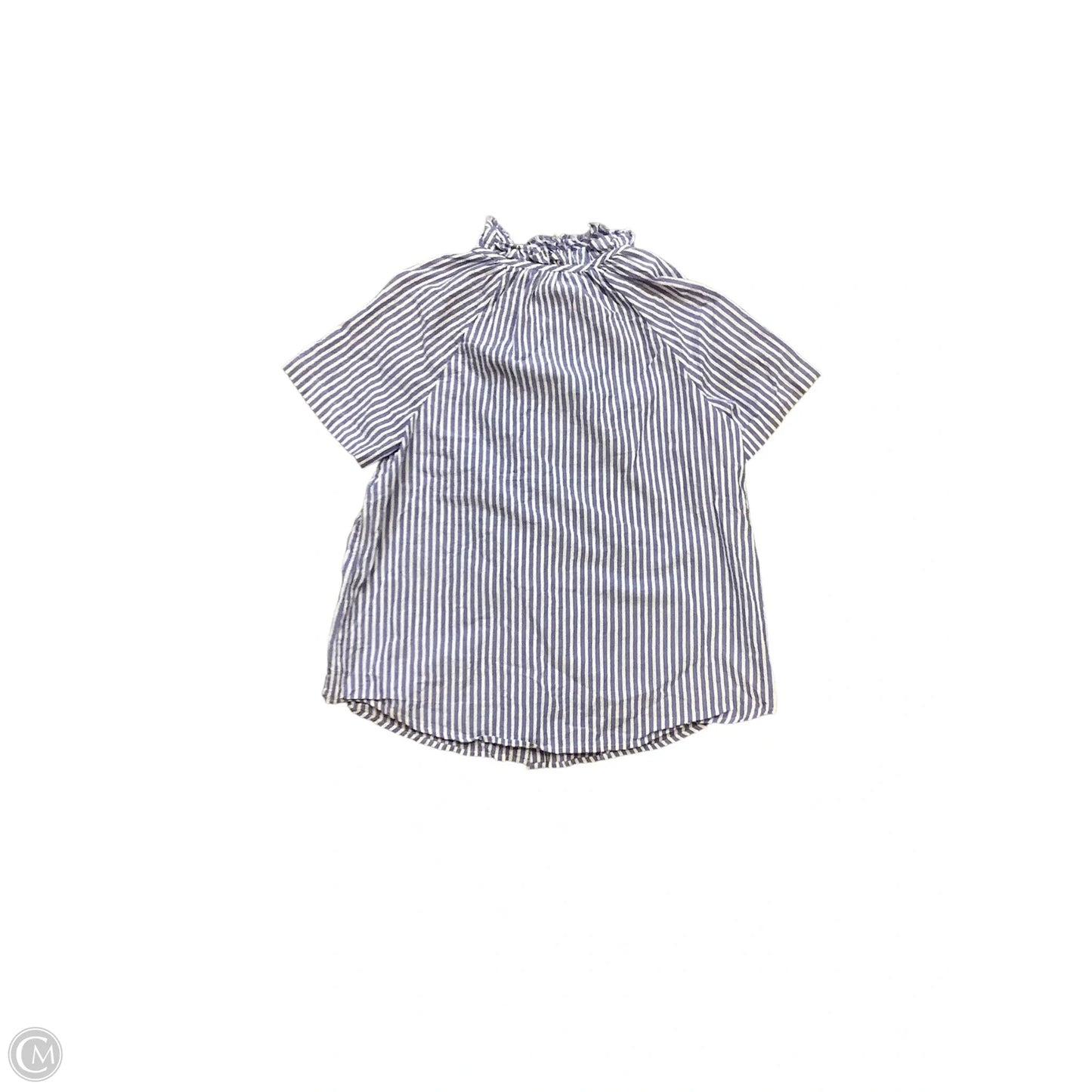 Blouse Short Sleeve By Chicos In Blue & White, Size: Xs