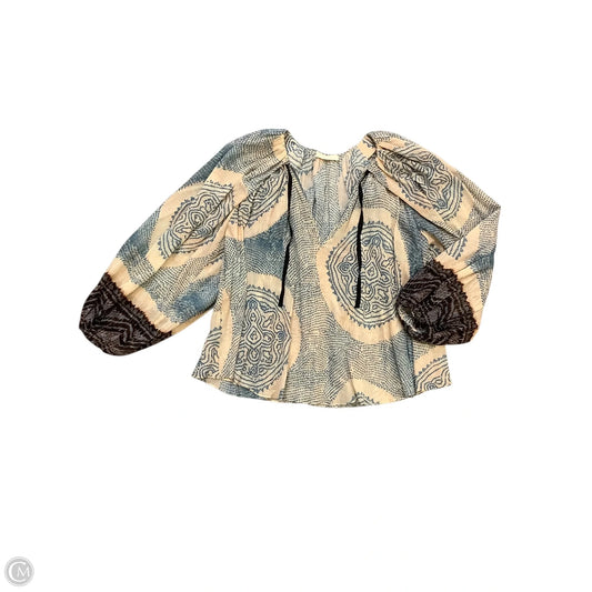 Blouse Long Sleeve By Ulla Johnson In Blue & Cream, Size: 8