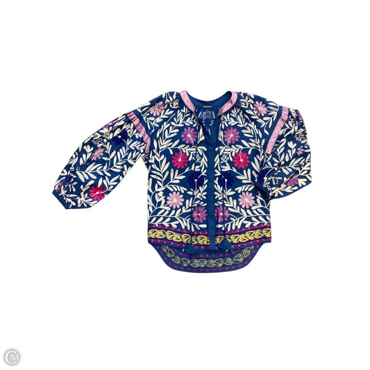 Blouse Long Sleeve By Cma In Blue & White, Size: S