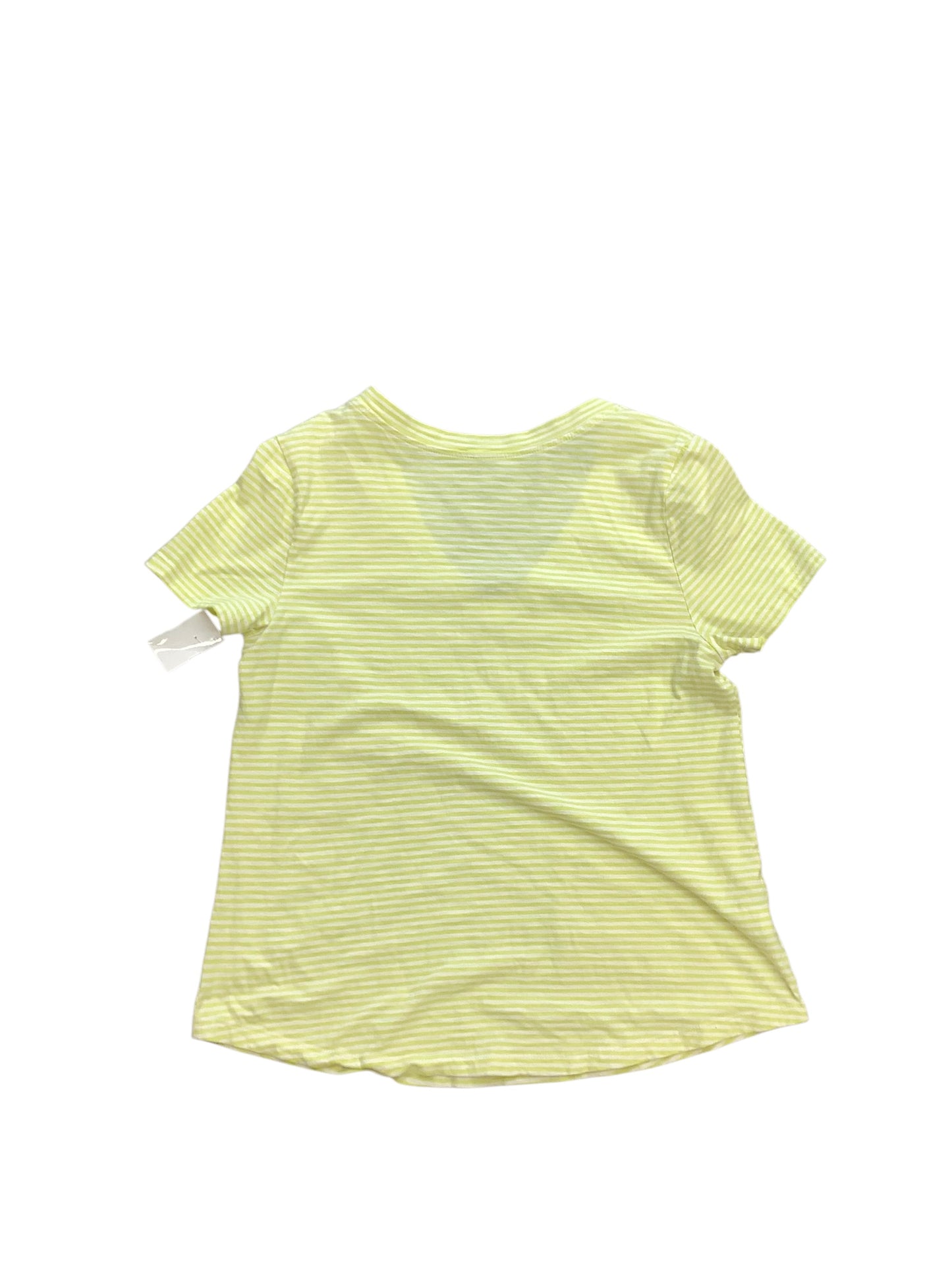 Top Short Sleeve Basic By Loft In White & Yellow, Size: M