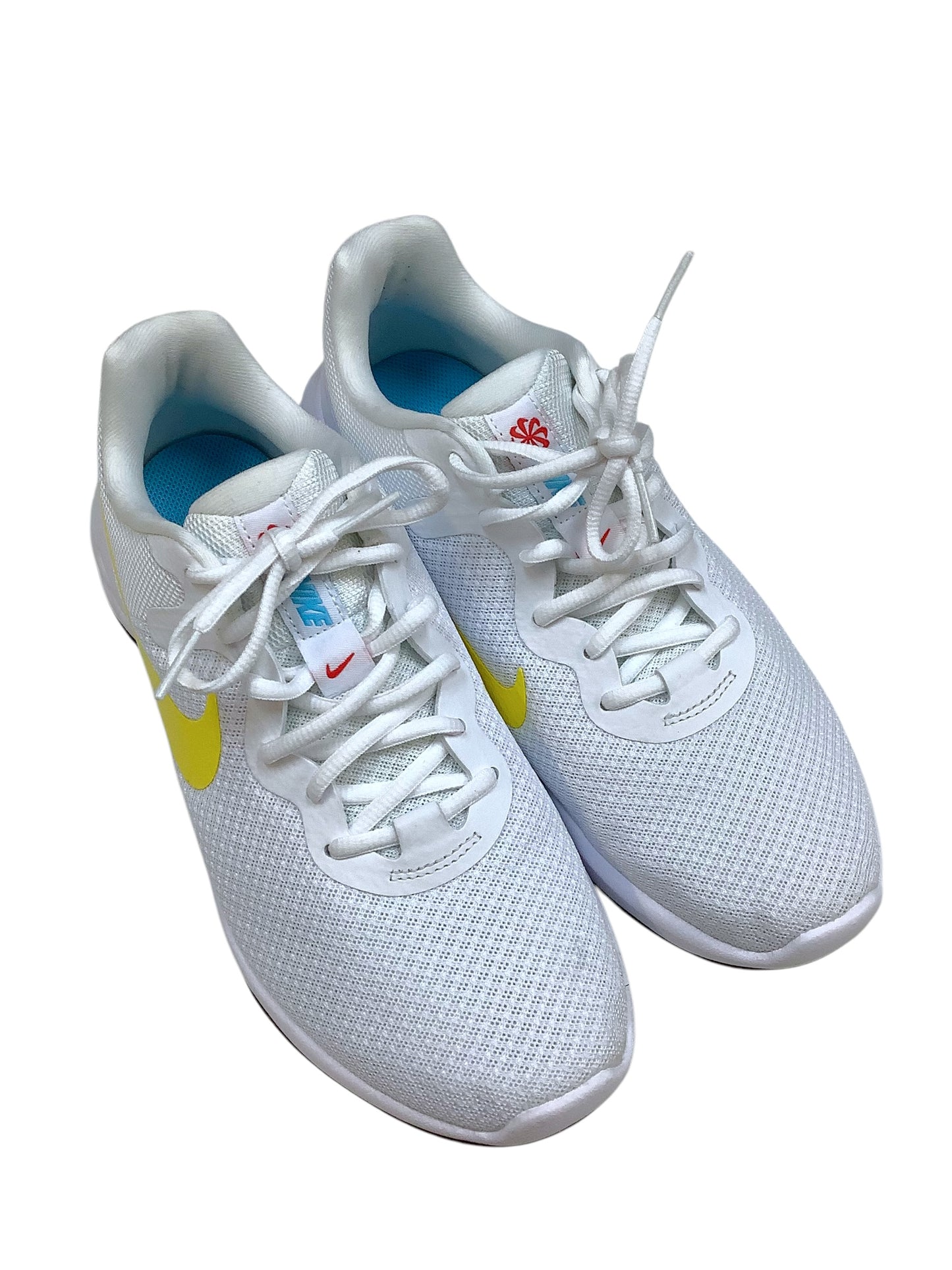 Shoes Athletic By Nike In White & Yellow, Size: 8.5