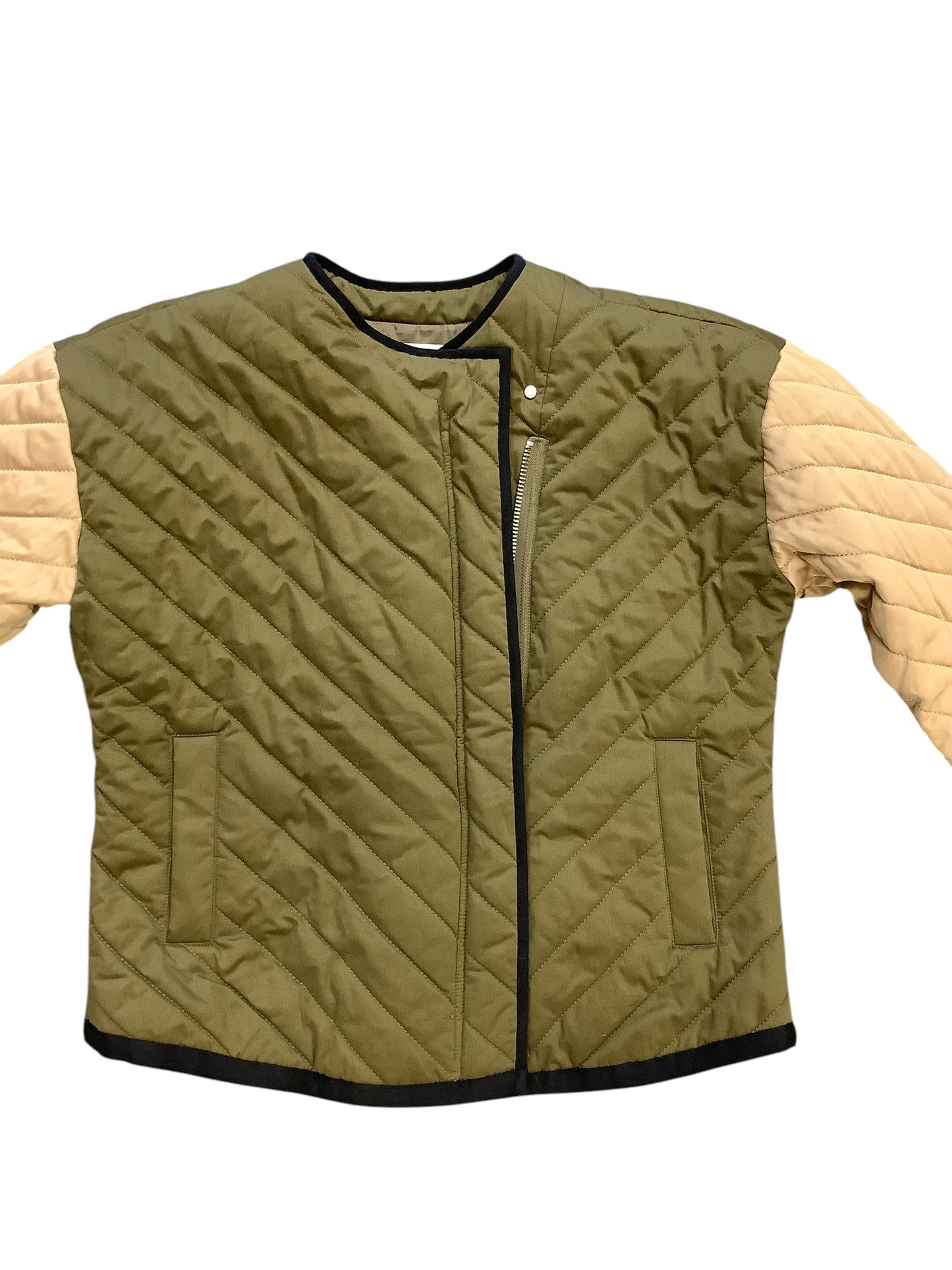 Jacket Puffer & Quilted By Frame In Green, Size: L