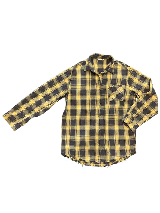 Jacket Shirt By La Miel In Brown & Yellow, Size: S