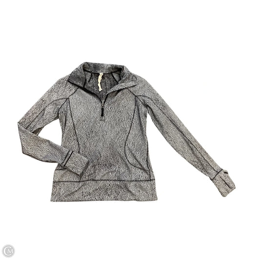 Athletic Top Long Sleeve Collar By Lululemon In Black & White, Size: 6
