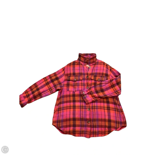 Jacket Shirt By Johnny Was In Pink & Red, Size: Xl