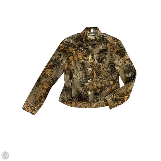 Jacket Luxury Designer By St John Collection In Brown & Grey, Size: L