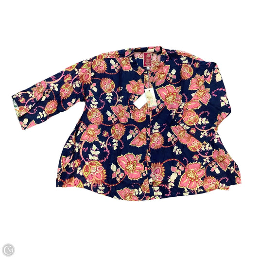 Blouse Long Sleeve By Johnny Was In Blue, Size: M