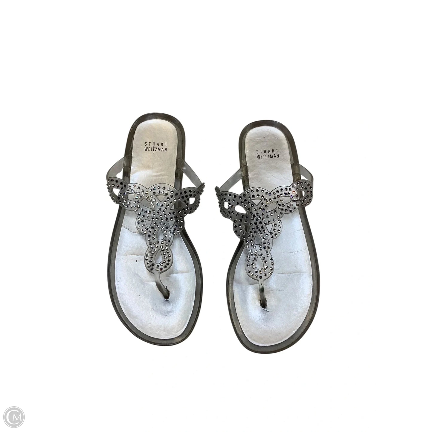Sandals Designer By Stuart Weitzman In Silver, Size: 9