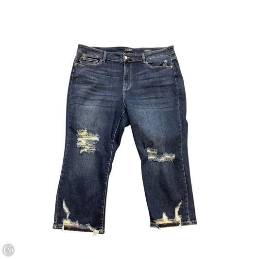 Jeans Cropped By Judy Blue In Blue Denim, Size: 22