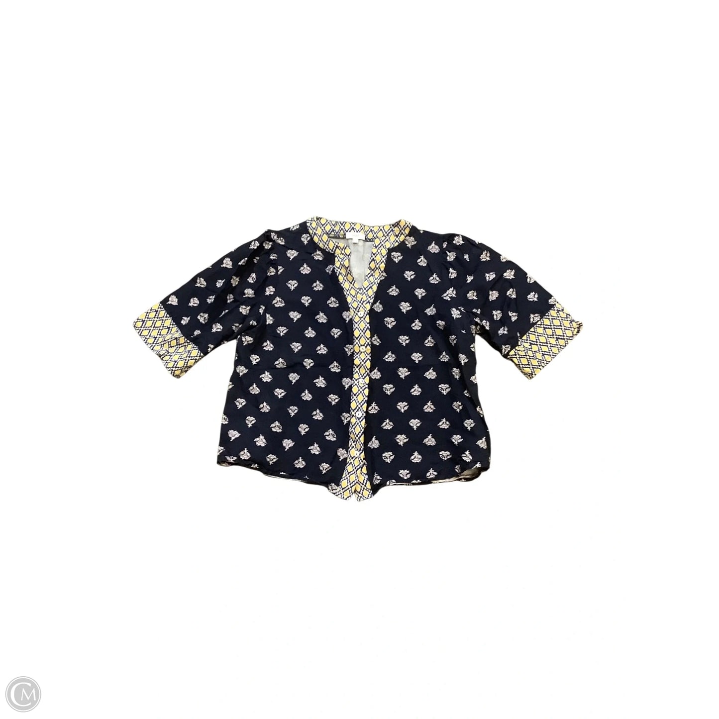 Blouse Short Sleeve By Voy In Blue & Yellow, Size: S