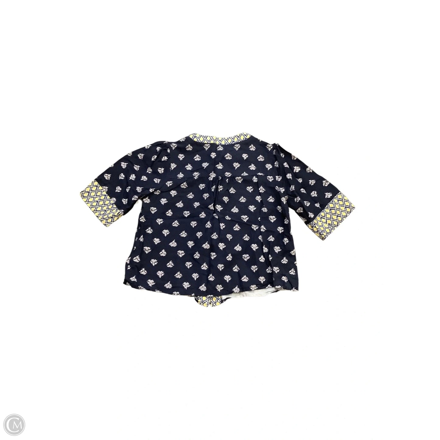 Blouse Short Sleeve By Voy In Blue & Yellow, Size: S