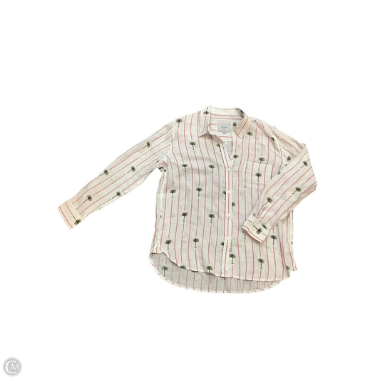Top Long Sleeve By Rails In Pink & White, Size: M