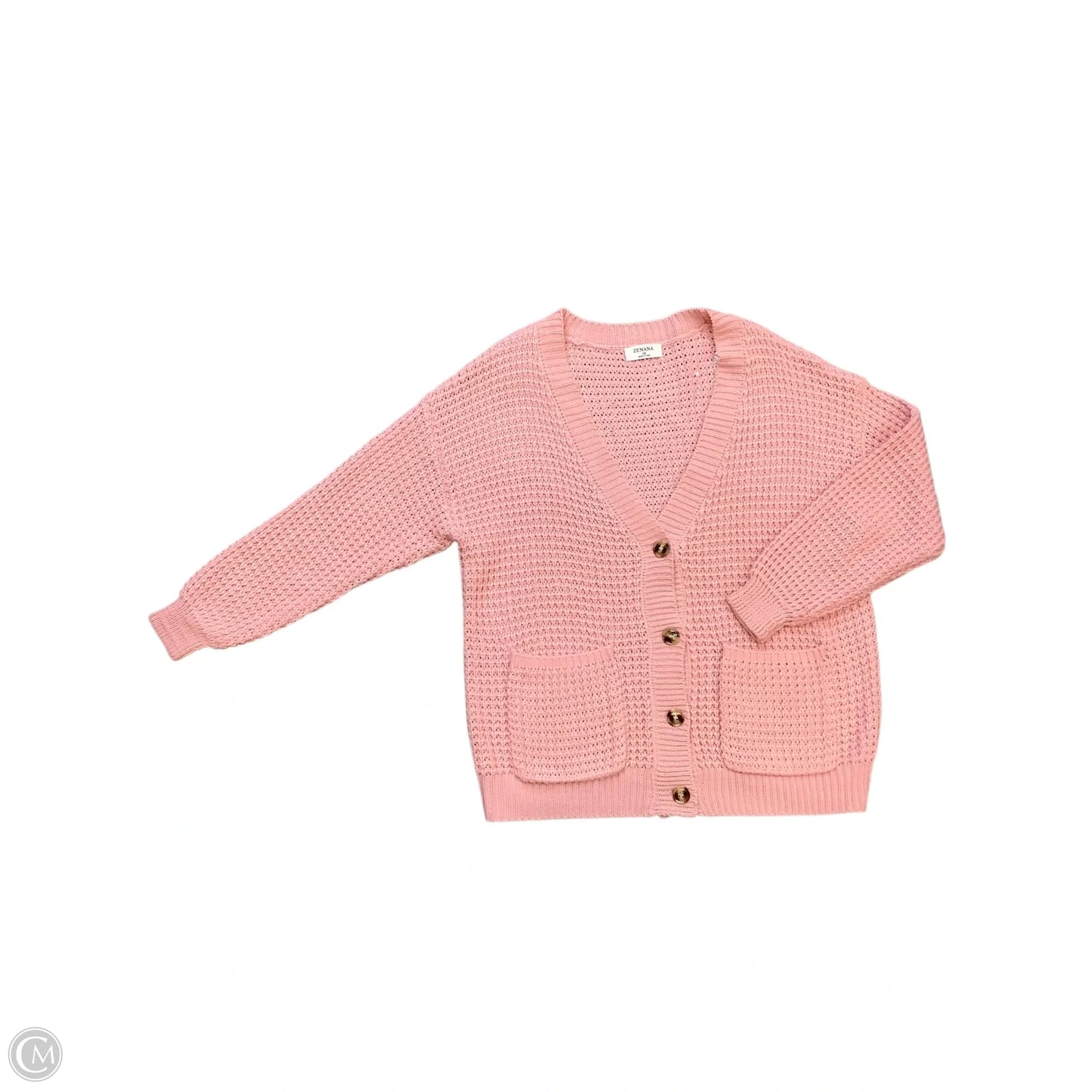 Sweater Cardigan By Zenana In Pink, Size: 2x