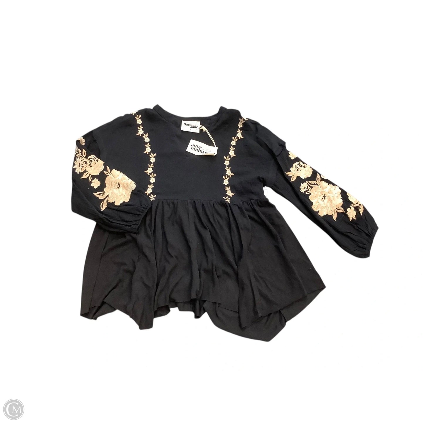 Top Long Sleeve By Savanna Jane In Black, Size: M