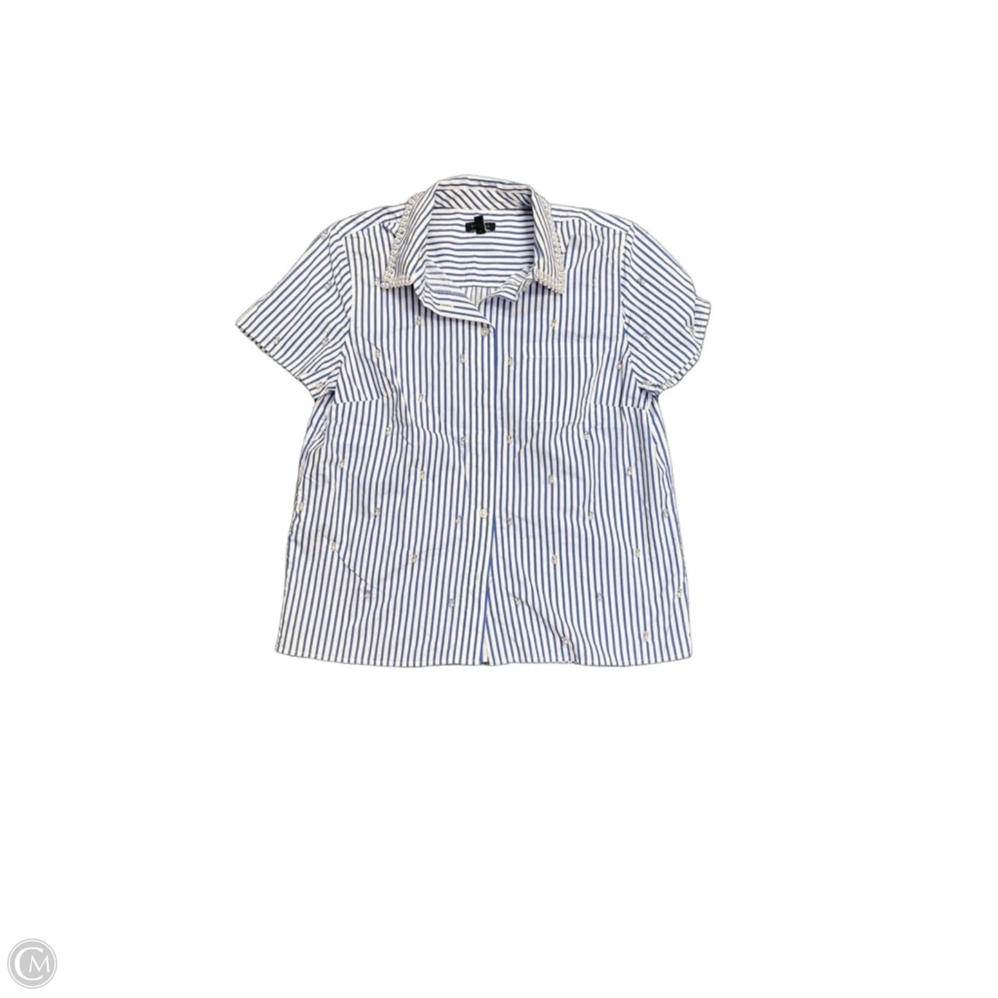 Top Short Sleeve By Talbots In Blue & White, Size: Xs
