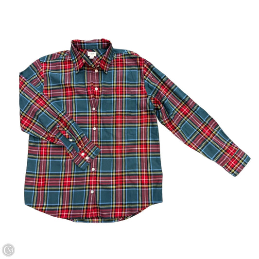 Top Long Sleeve By J. Crew In Plaid Pattern, Size: S