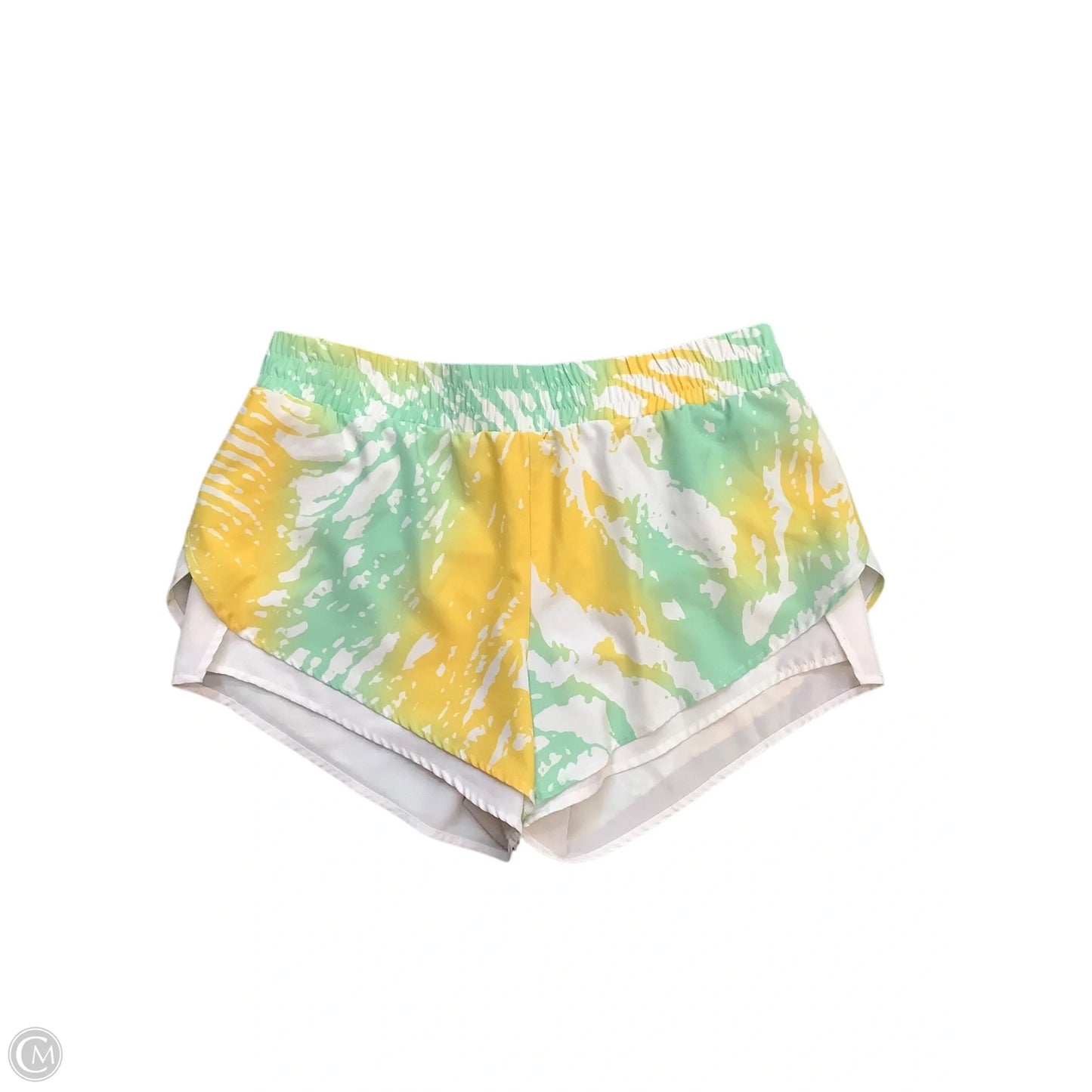 Athletic Shorts By Fabletics In Green & Yellow, Size: L