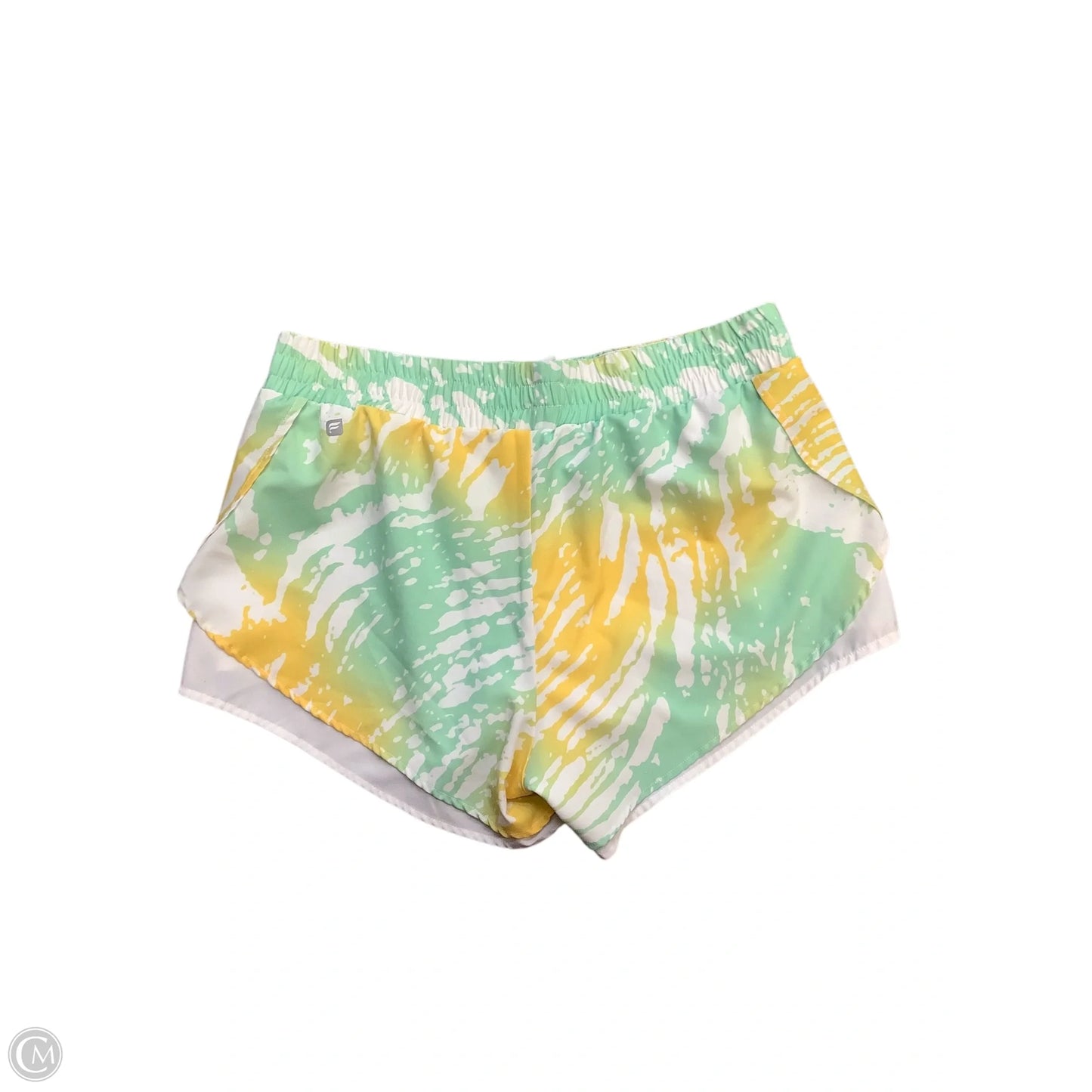 Athletic Shorts By Fabletics In Green & Yellow, Size: L