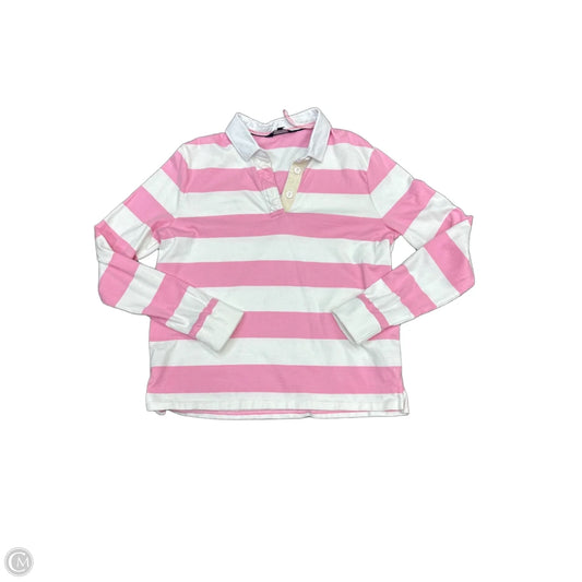 Top Long Sleeve By Vineyard Vines In Pink & White, Size: S