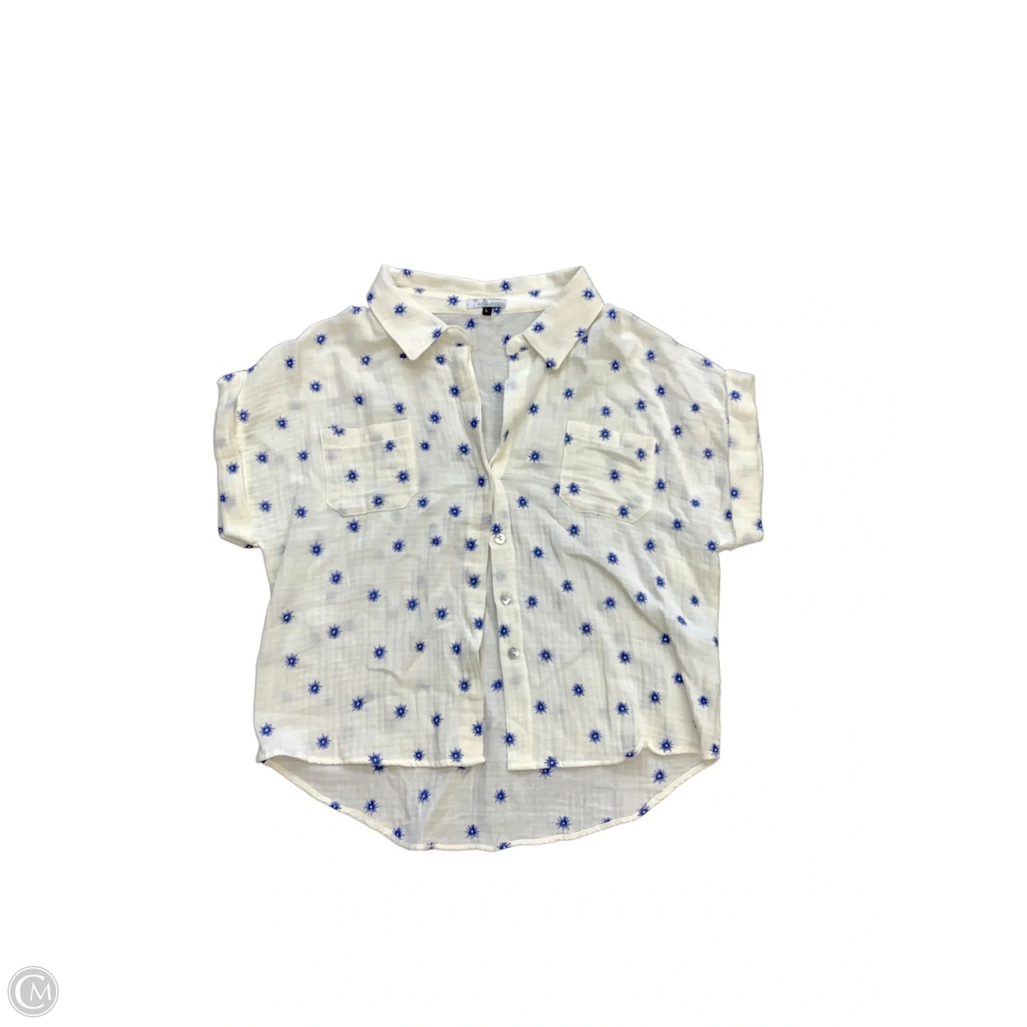 Top Short Sleeve By Clothes Mentor In Blue & White, Size: L