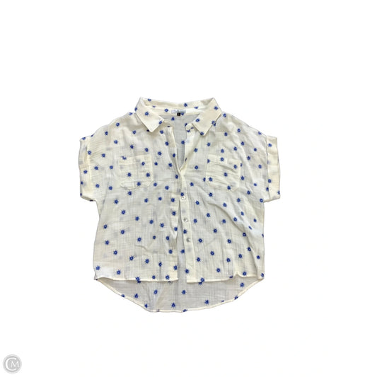 Top Short Sleeve By Clothes Mentor In Blue & White, Size: L