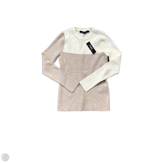 Top Long Sleeve By White House Black Market In Tan & White, Size: S