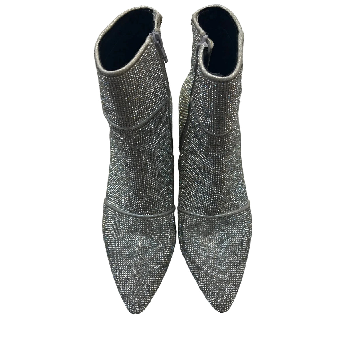 Boots Ankle Heels By Clothes Mentor In Silver, Size: 8