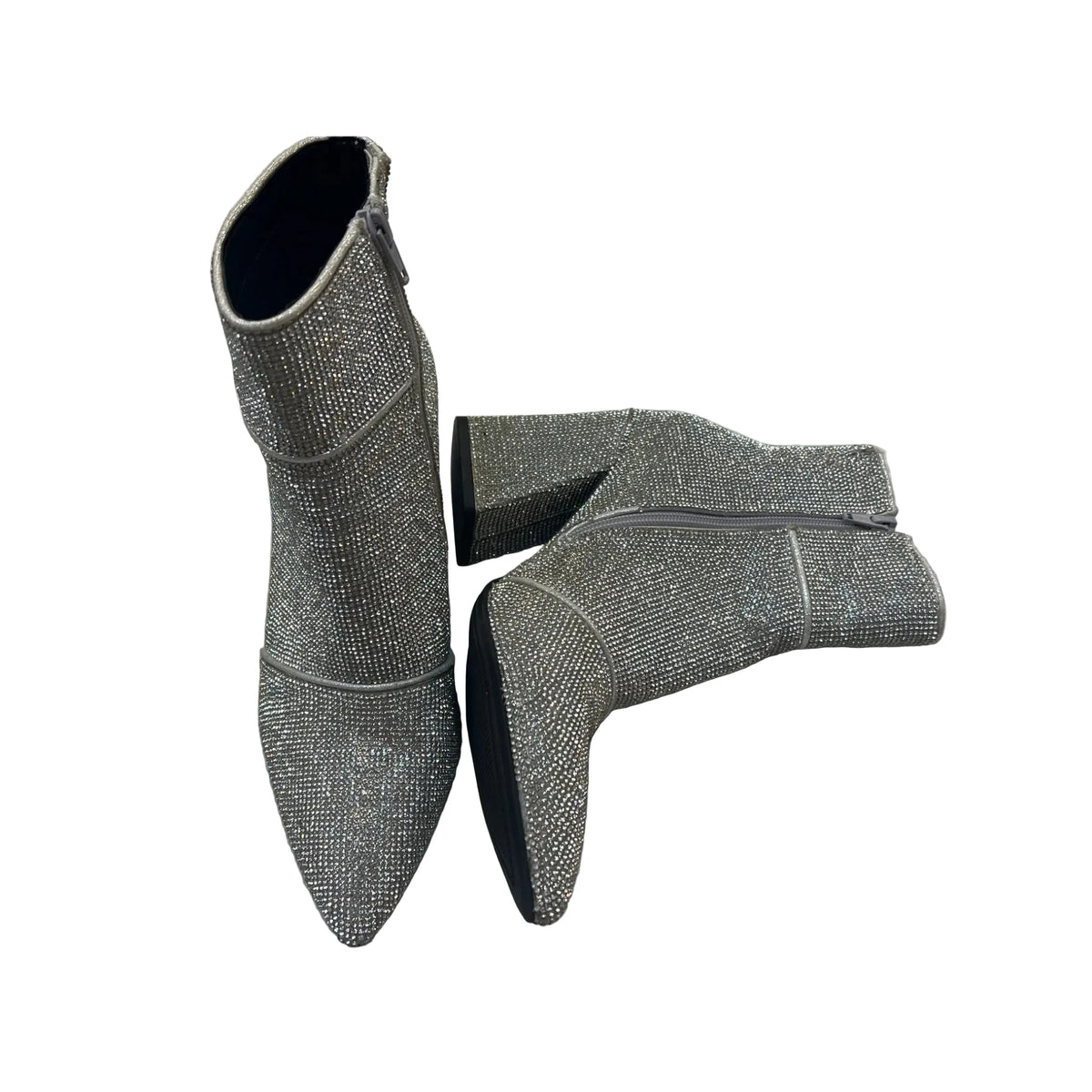 Boots Ankle Heels By Clothes Mentor In Silver, Size: 8