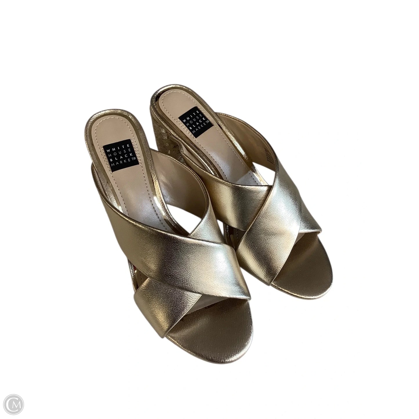 Sandals Heels Block By White House Black Market In Gold, Size: 6