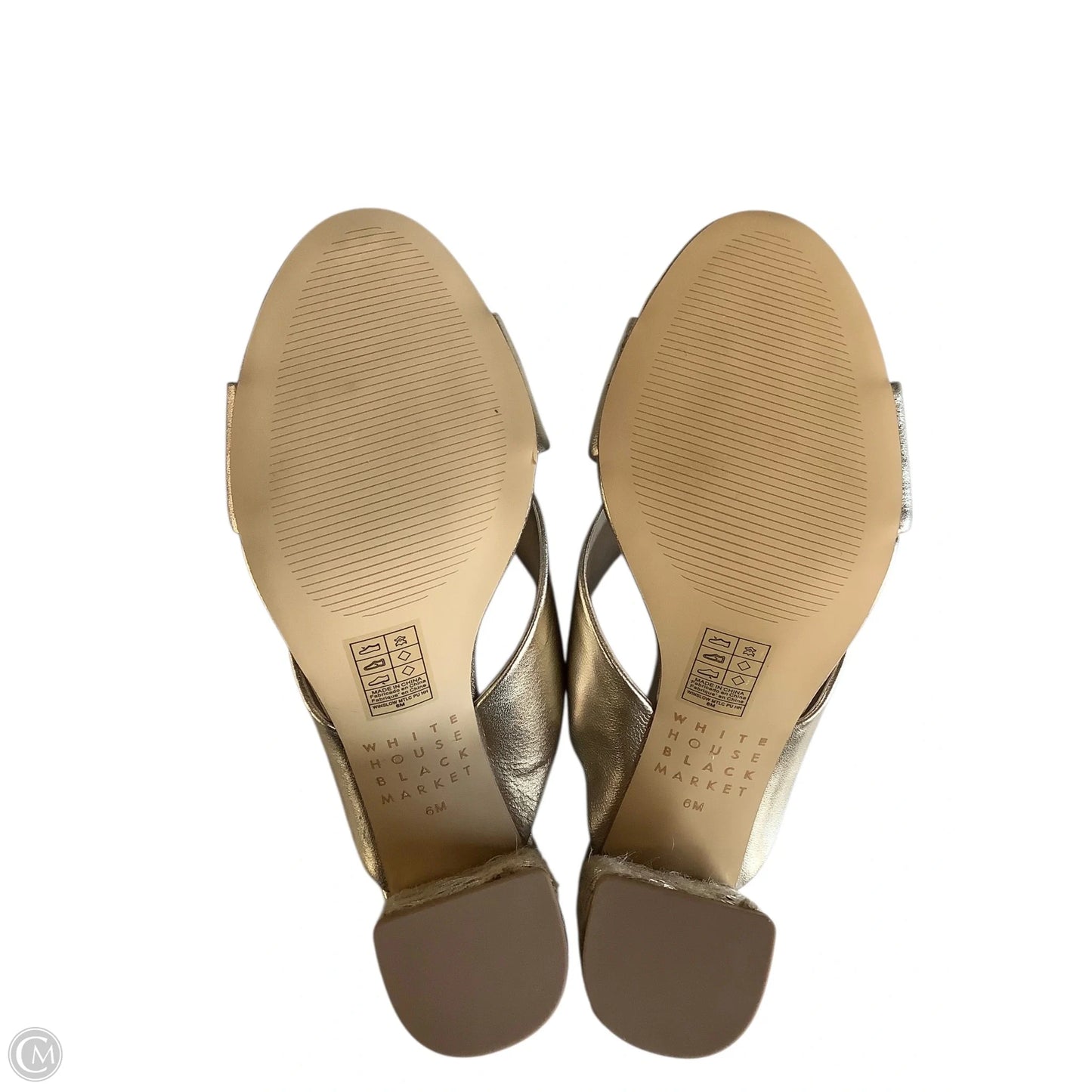 Sandals Heels Block By White House Black Market In Gold, Size: 6