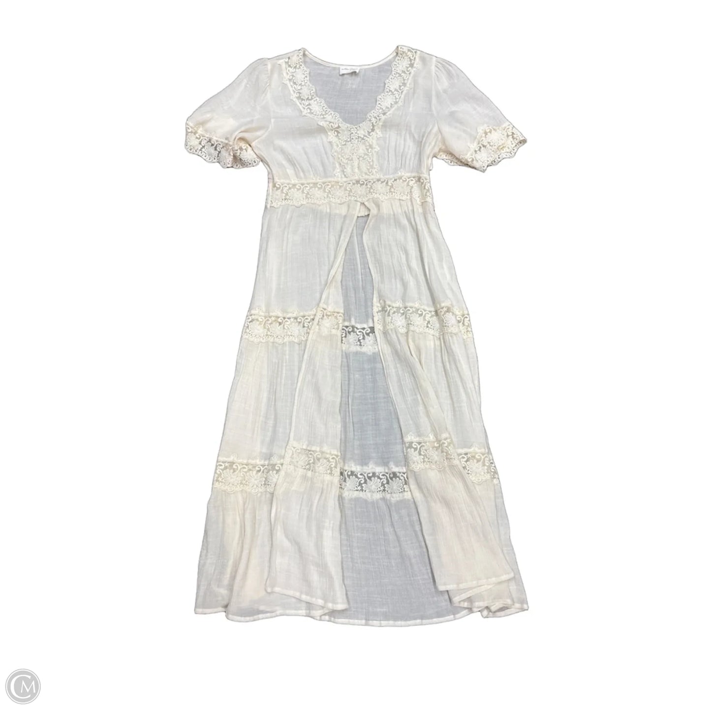 Top Short Sleeve By Allie Rose In Cream, Size: L