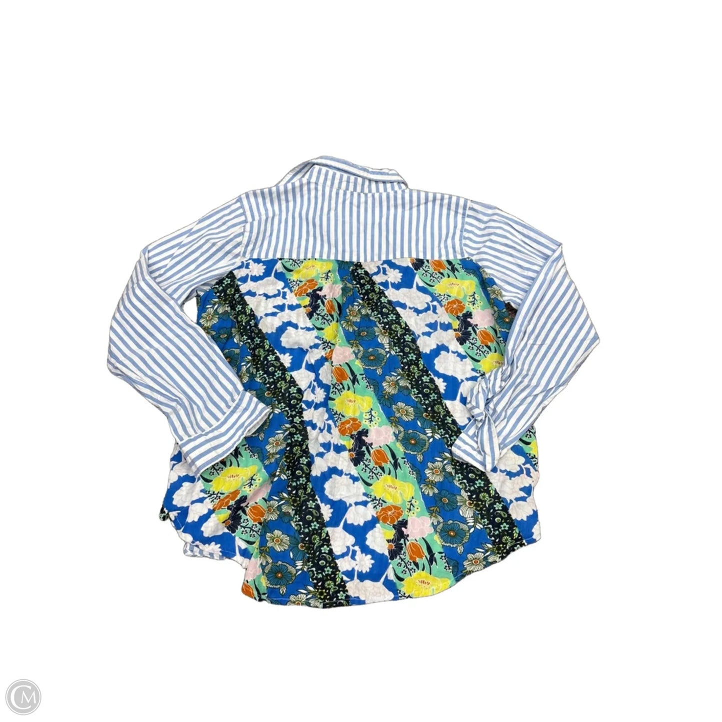 Top Long Sleeve By Tolani In Blue & White, Size: M