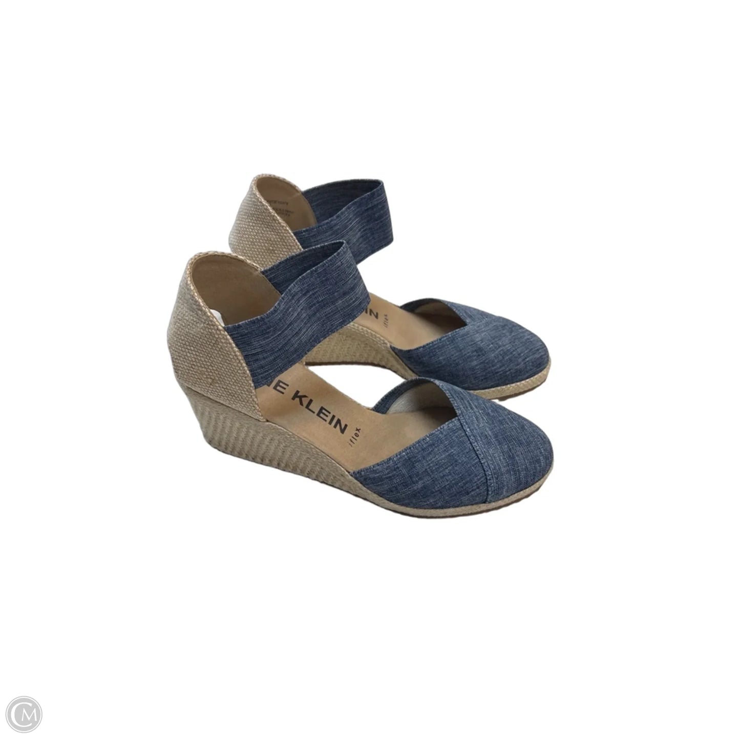 Shoes Heels Wedge By Anne Klein In Blue & Cream, Size: 7