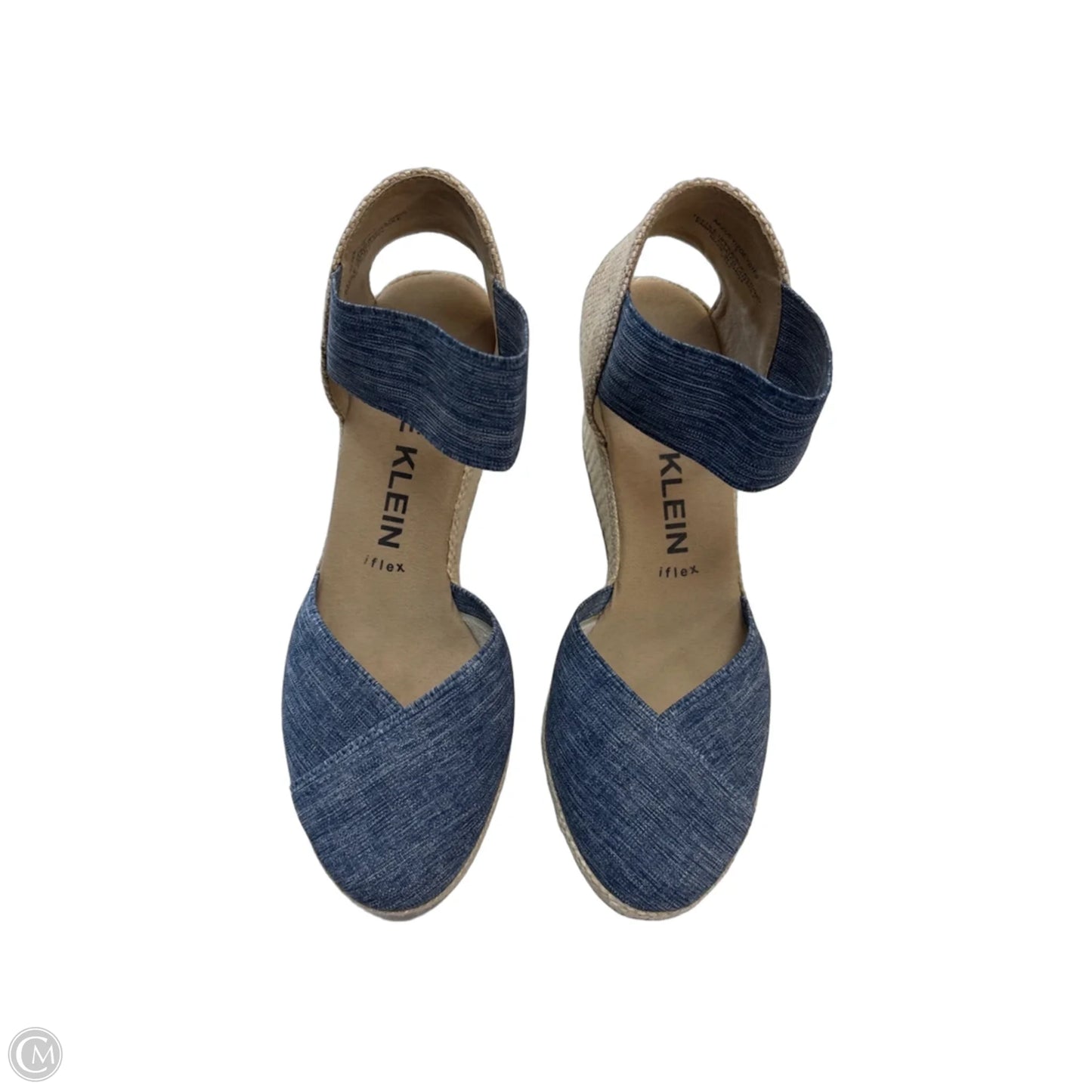Shoes Heels Wedge By Anne Klein In Blue & Cream, Size: 7