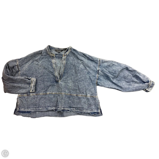 Top Long Sleeve By Davi & Dani In Blue Denim, Size: Xxl