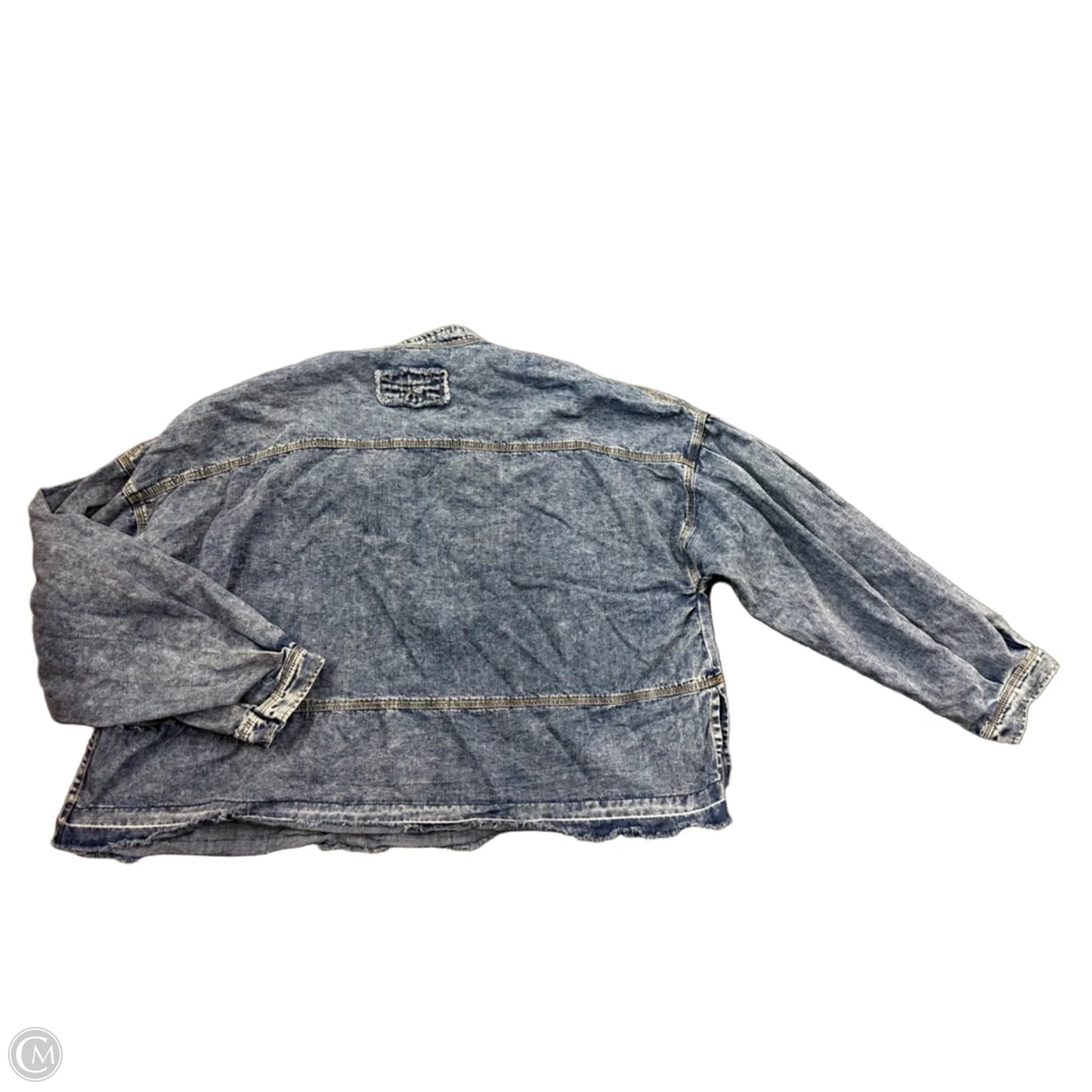 Top Long Sleeve By Davi & Dani In Blue Denim, Size: Xxl