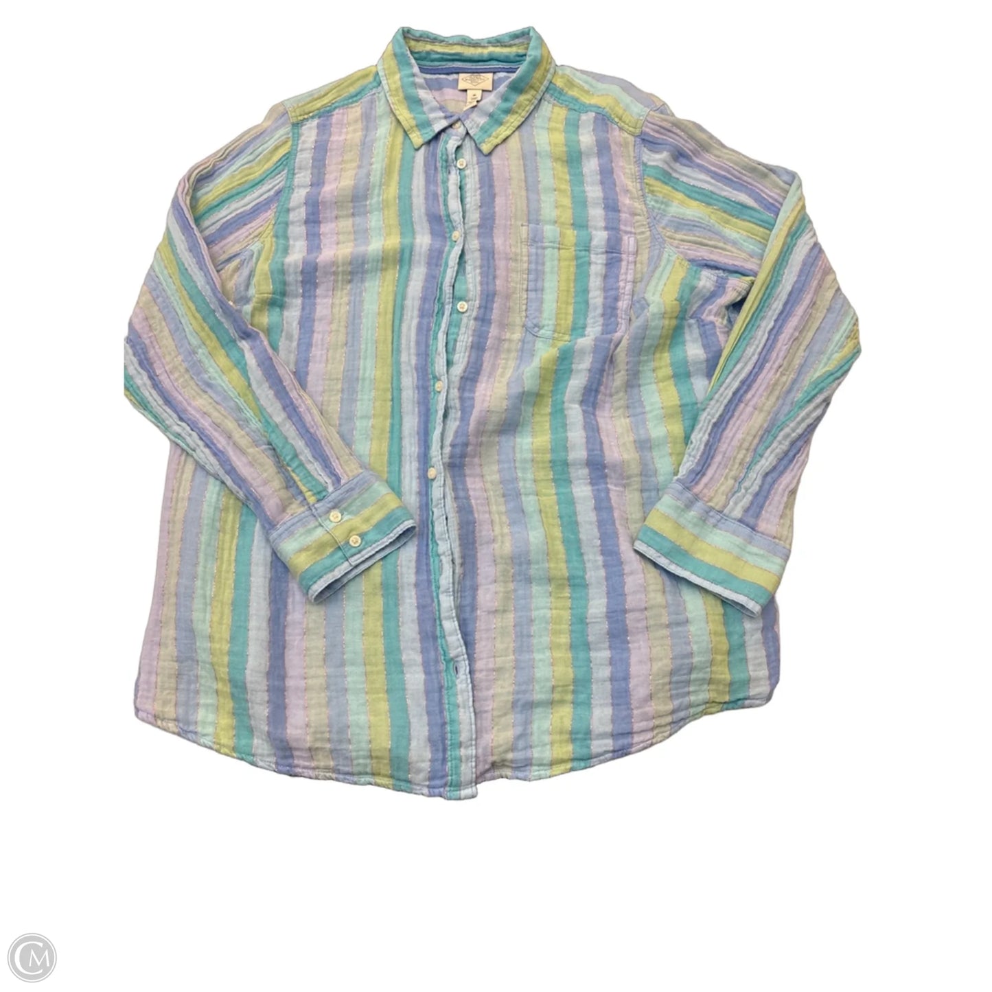 Top Long Sleeve Basic By St Johns Bay In Blue & Green, Size: 1x