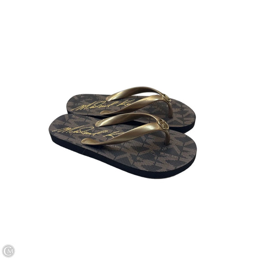 Sandals Designer By Michael Kors In Brown & Gold, Size: 6
