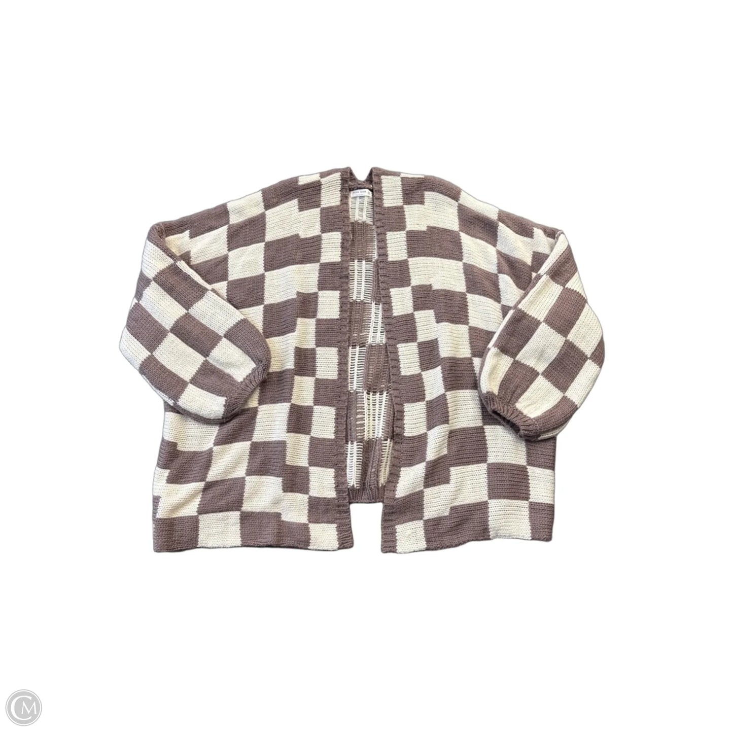 Sweater Cardigan By Miss Love In Checkered Pattern, Size: M