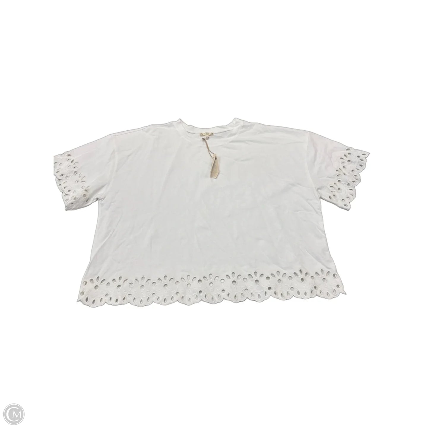 Top Short Sleeve By Easel In White, Size: L