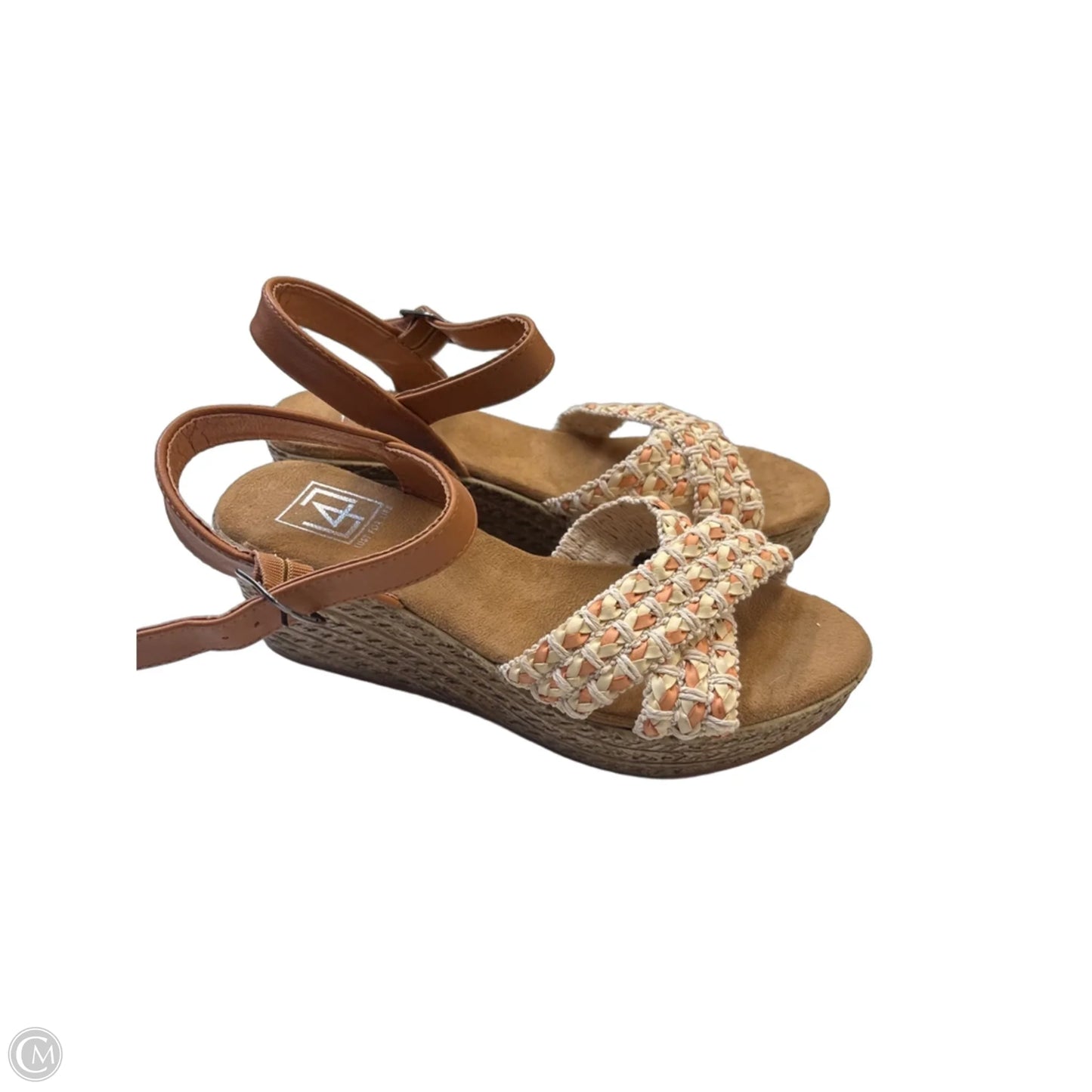 Sandals Heels Block By Clothes Mentor In Tan, Size: 6.5