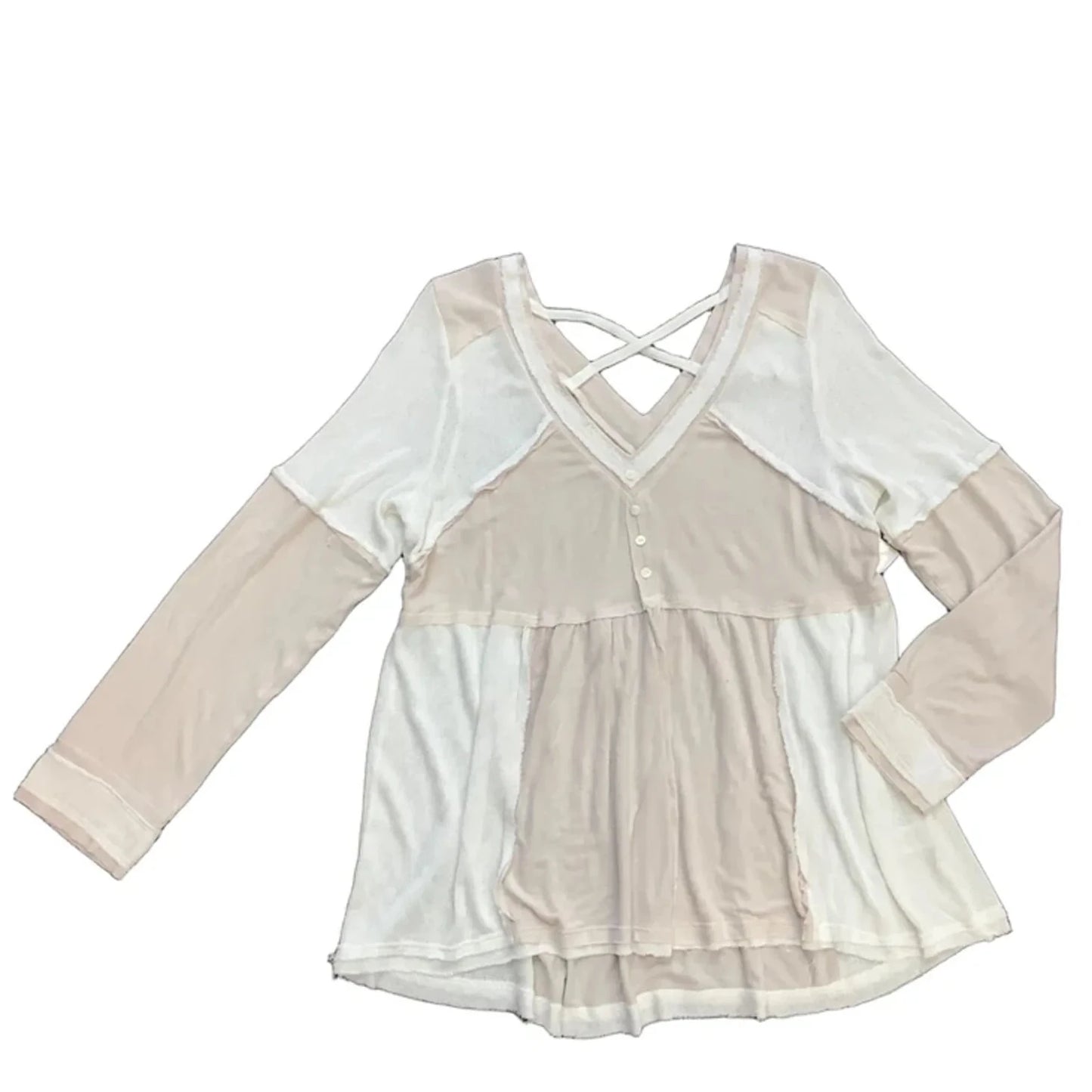 Top Long Sleeve Basic By Clothes Mentor In Cream, Size: M