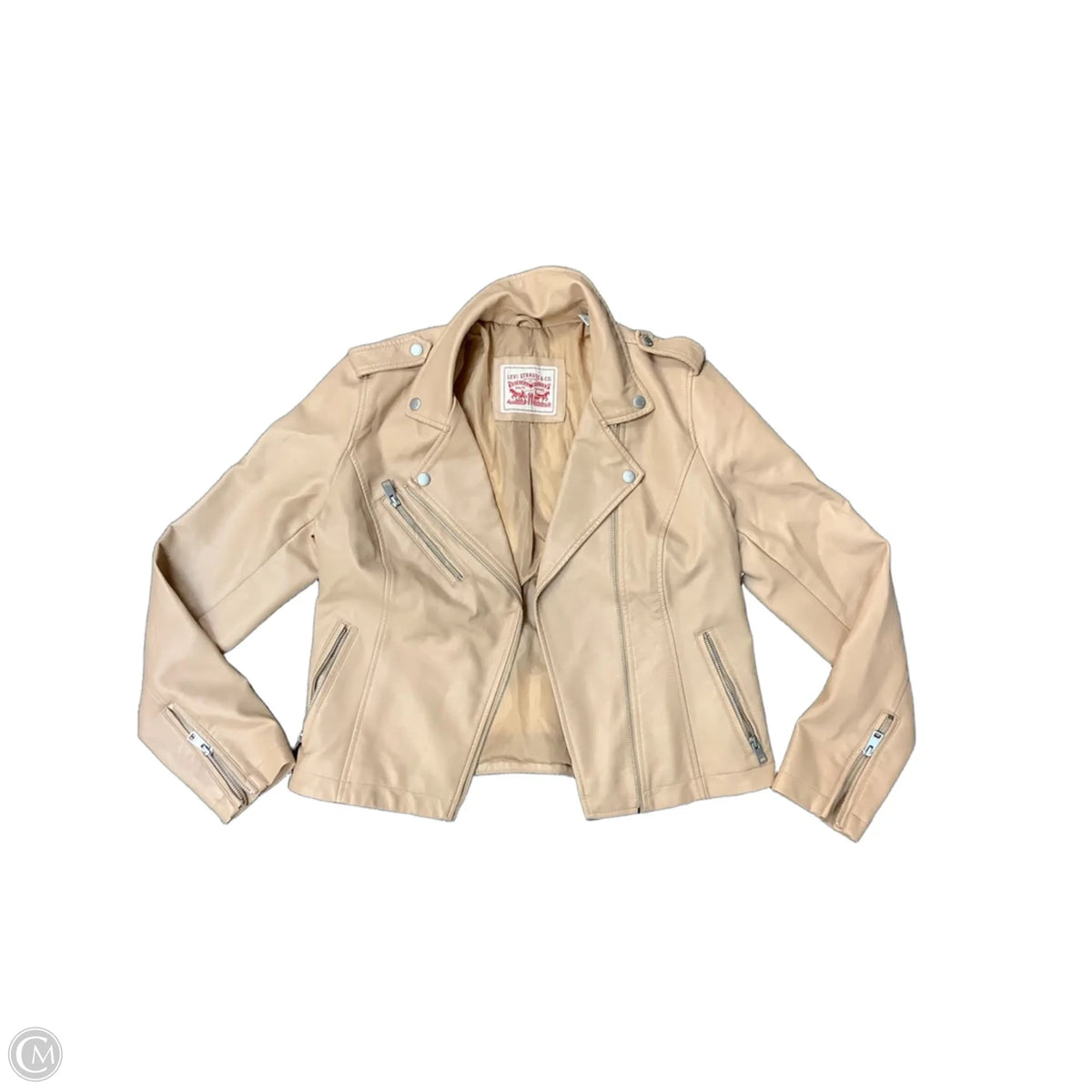 Jacket Moto Leather By Levis In Tan, Size: M