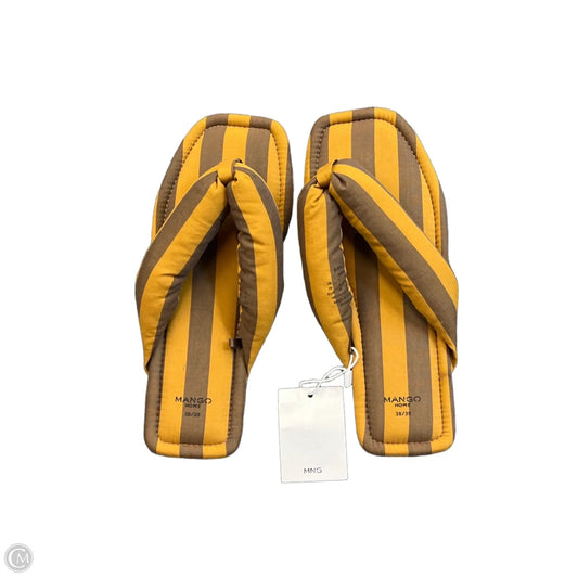 Sandals Flats By Mango In Brown & Yellow, Size: 9