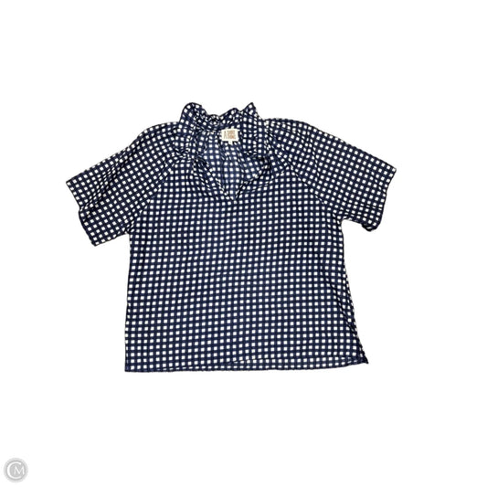 Top 3/4 Sleeve By Clothes Mentor In Blue & White, Size: L